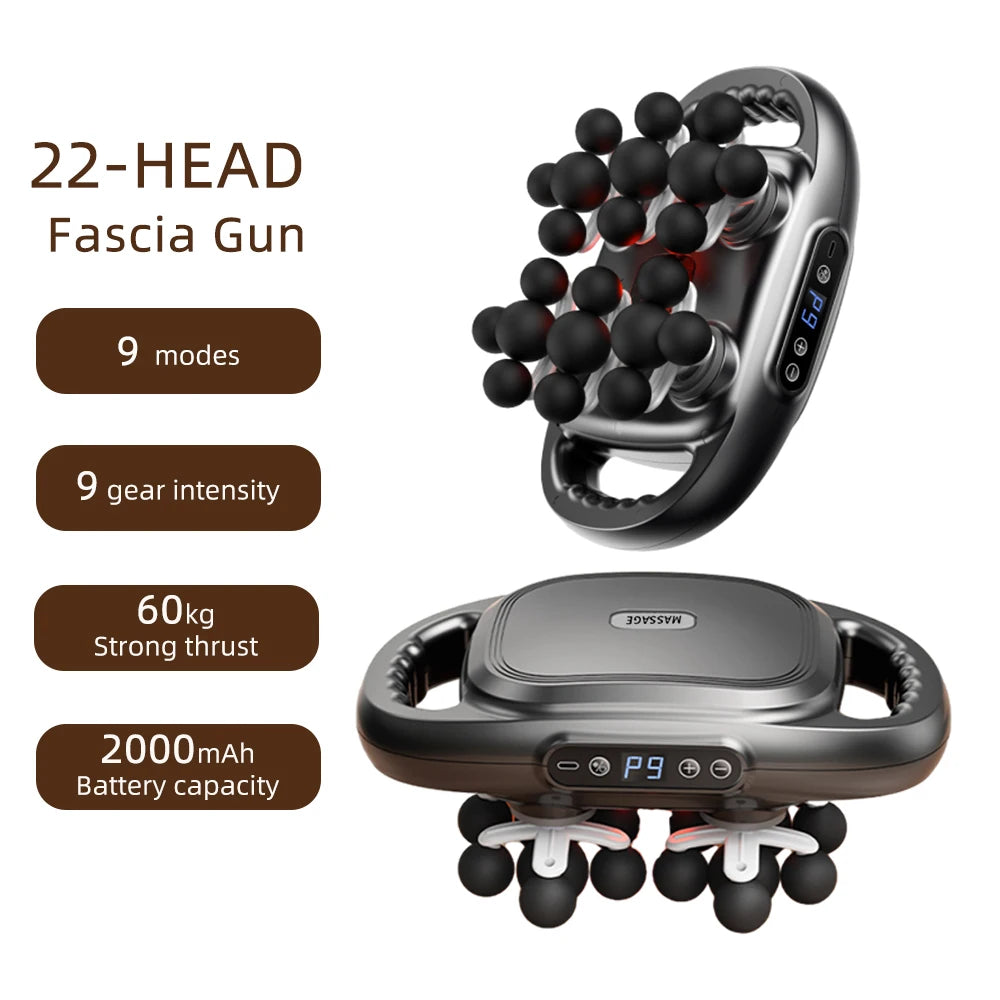 22-Head Fascia Gun High-Frequency Vibration Body Massage Gun Back and Waist Massager Neck Shoulder Massager Muscle Masajeador