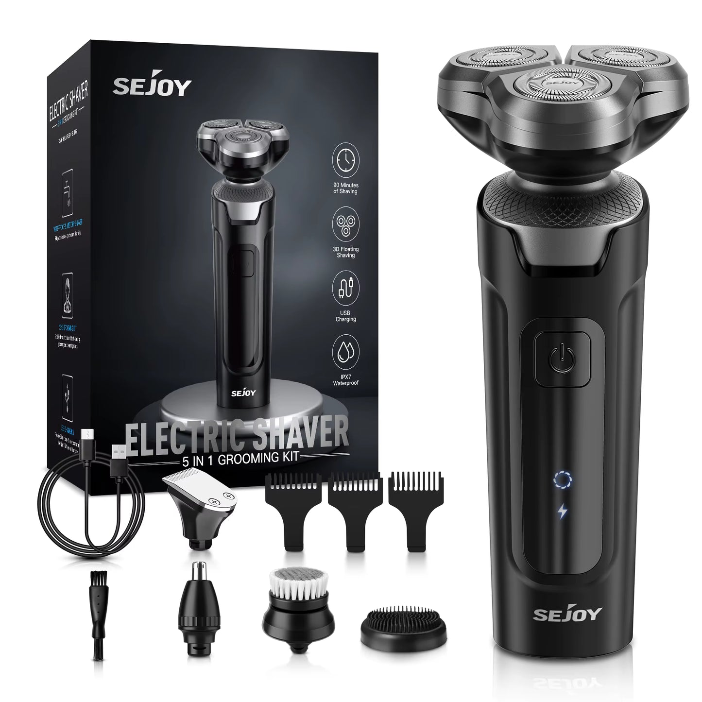 3 in 1 Multifunction Mens Electric Shaver Powerful Beard Nose Hair Trimmer Shaving Machine Electric Razor Waterproof