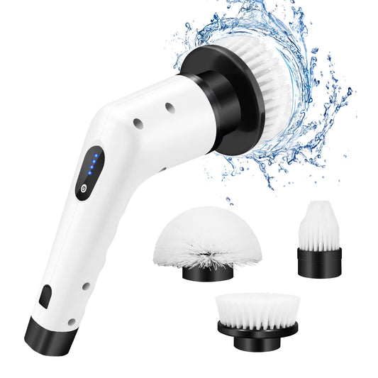 3-In-1 Electric Spin Scrubber - IPX7 Waterproof, 3 Brush Heads, 2 Speeds for Bathroom/Kitchen/Tile/Car Cleaning