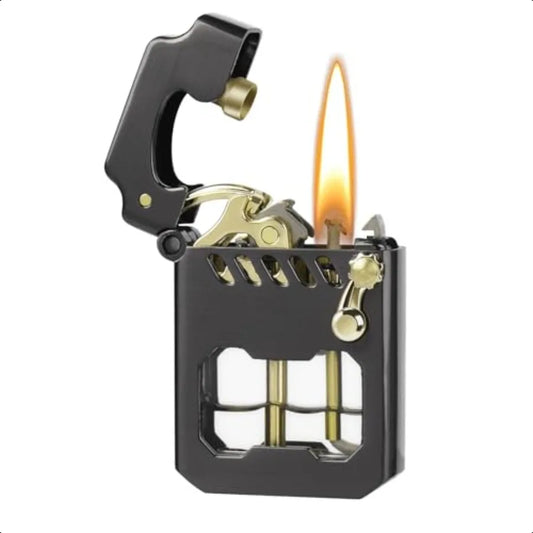 Lighter Cool Trench Lighter Mecha Metal Rocker Lighters Windproof Refillable Kerosene Lighters with Unique Transparent Visible