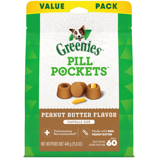 Pill Pockets for Dogs Peanut Butter Large, Capsule Size Soft Dog Treats, 15.8 Oz, (60 Pk)