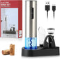 Electric Wine Opener Rechargeable Set, Automatic Electric Wine Opener with Stand with Foil Cutter, Pourer, Vacuum Stopper Nurse
