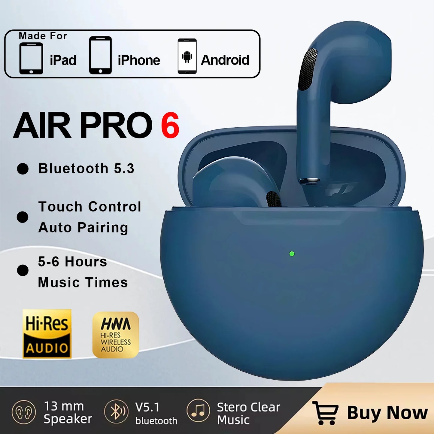 New Air Pro 6 TWS Wireless Headphones with Mic Fone Bluetooth Earphone Sport Running Headset for Apple Iphone Xiaomi Pro6 Earbud