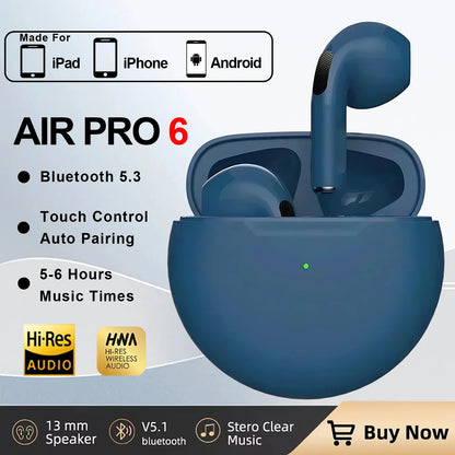 New Air Pro 6 TWS Wireless Headphones with Mic Fone Bluetooth Earphone Sport Running Headset for Apple Iphone Xiaomi Pro6 Earbud