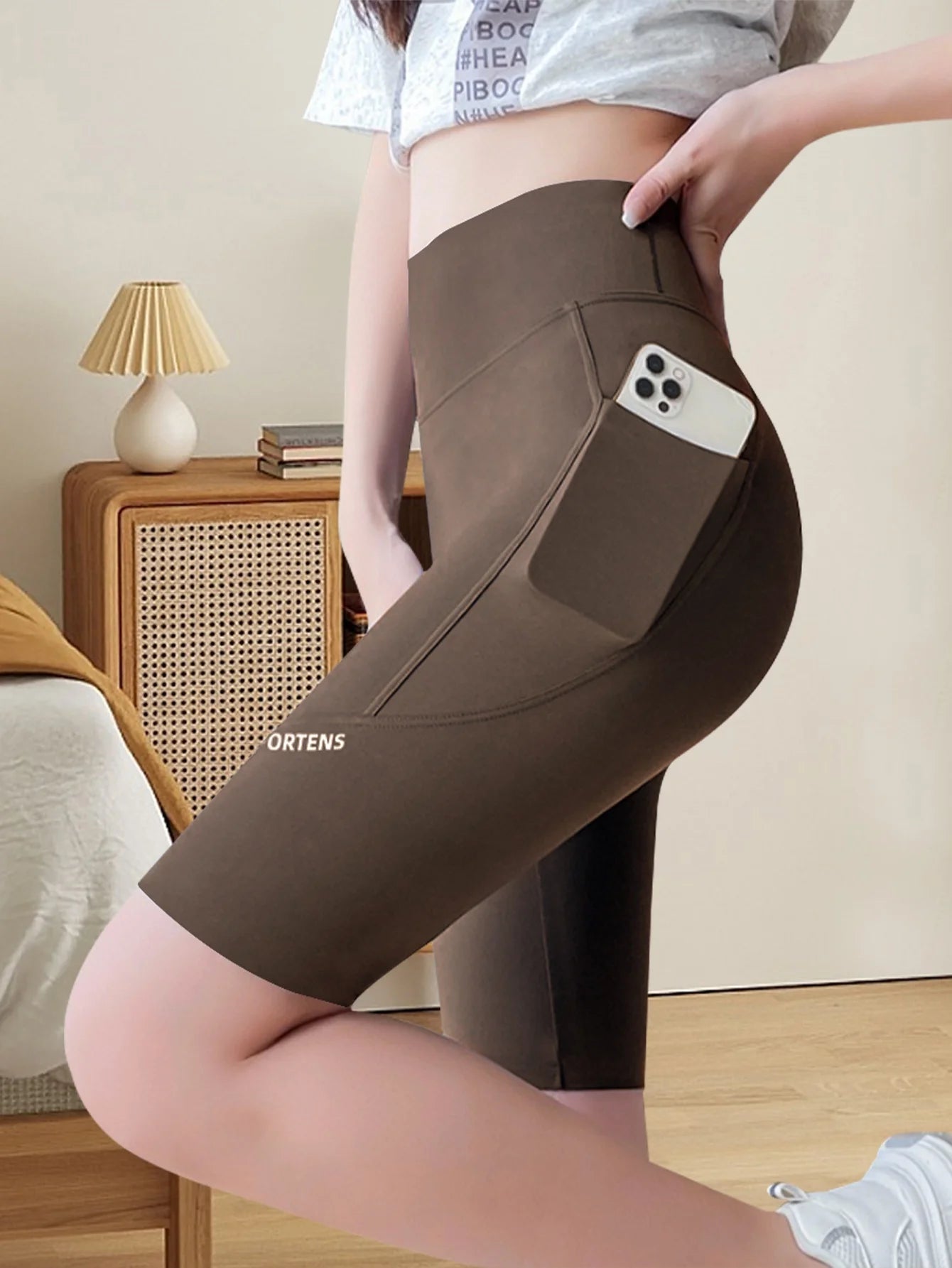 3PC Set Sports Wear Pockets High Waist Lifts Buttocks Lady Bubble Butt Yoga Pants Athletic Korea Jogging Scrunch Shorts