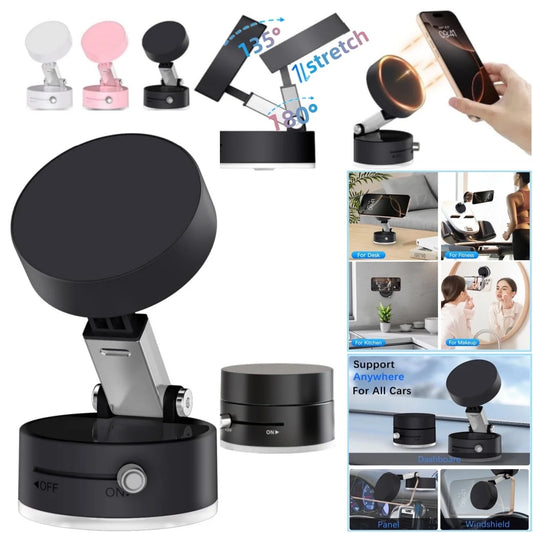 Cell Phone Holder Vacuum Magnetic Adsorption for Car Mount Convenient Folding Suction Cup Household Lazy Holder for Multi-Purpose Scenes