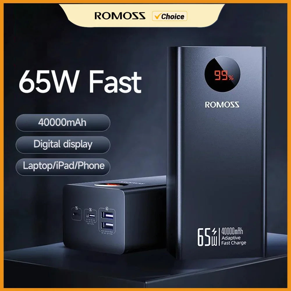 PEA40PRO Power Bank 40000Mah 65W Fast Charge USB C External Battery Portable Powerbank for Laptop Iphone 15 Xiaomi Huawei