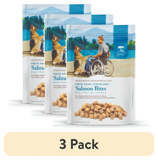 (3 Pack)  Salmon Bites Dog Food Topper, 3.2 Oz Bag