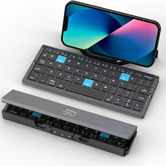 JOMAA Pocket Folding Bluetooth Mobile Phone Keyboard Wireless Keyboard Foldable Wireless Keyboard with for Ipad Iphone Android
