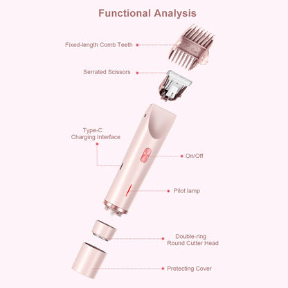 Electric Razor Woman Shaver Dual Head Electric Hair Clipper Women Mustache Epilator Leg Bikini Body Hair Trimmer for Pubic Legs