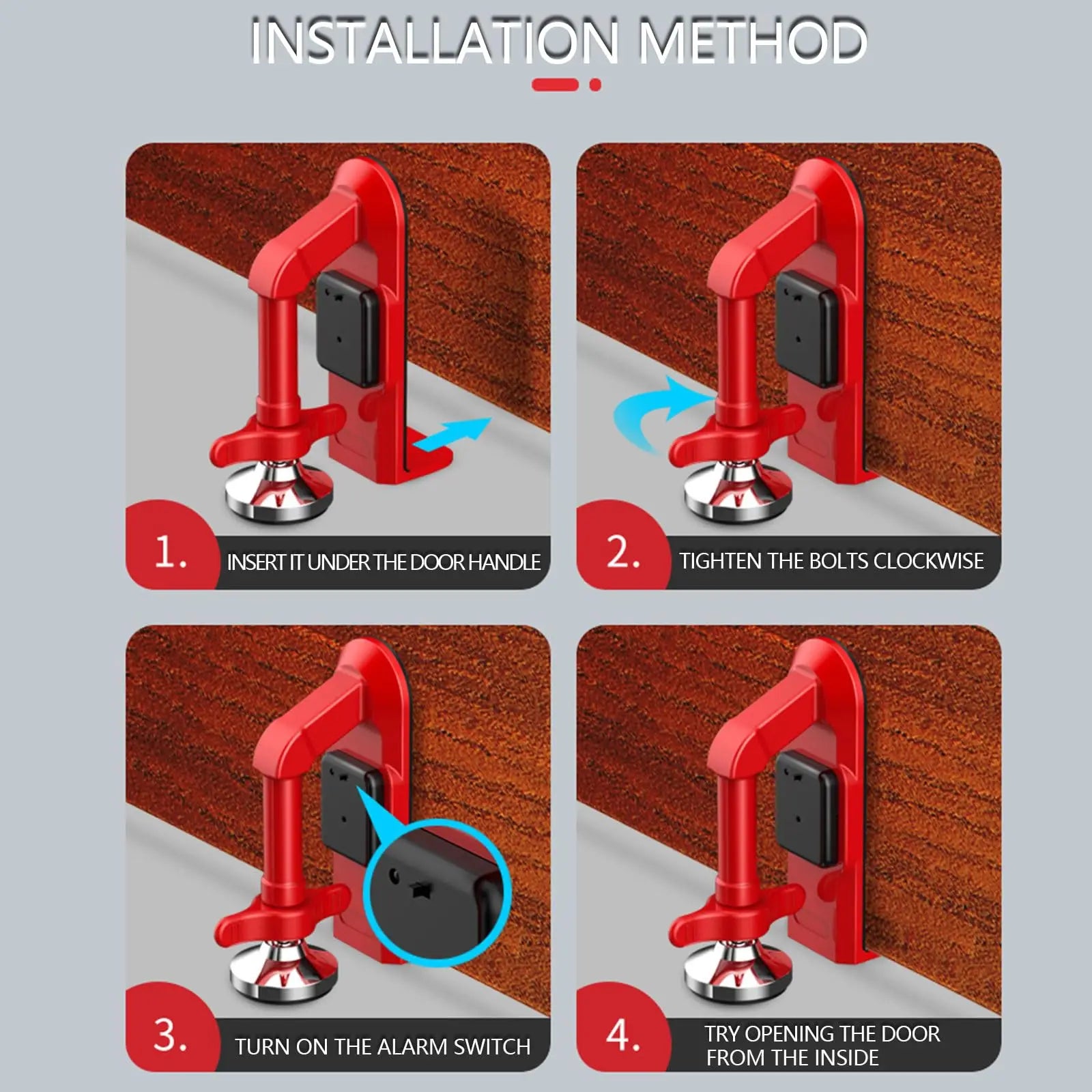 Portable Alarm Door Stopper Portable Door Lock Travel anti Theft Door Blocker Door Stoppers Security Alarm Wedge No Drill Safety