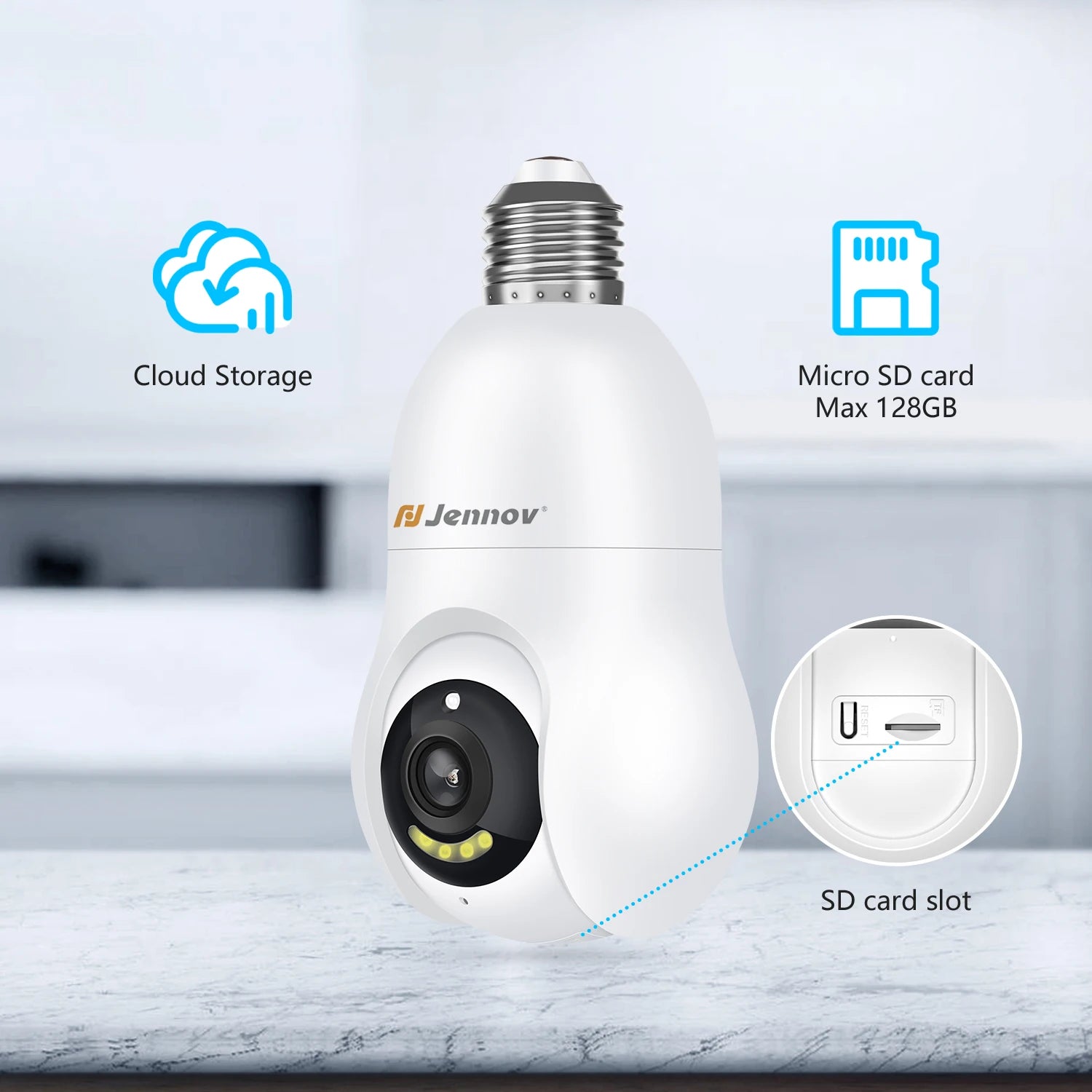 2K/3MP Light Bulb Security Camera, 2.4Ghz Wi-Fi Security Camera Wireless Outdoor, 360° Indoor Light Socket Camera