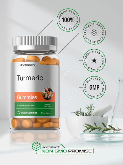 Turmeric Curcumin with Ginger Gummies | Mango & Peach Flavor for Men and Women | by