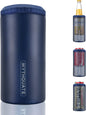 3 in 1 Slim Can Cooler for 12 OZ Skinny Can, Regular Can & Beer Bottle - Keep Cold for 6 Hours - Double Walled Insulated Stainless Steel Vacuum Beverage Can Insulator (Navy Blue)