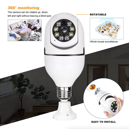 360° 1080P IP E27 Light Bulb Camera Wi-Fi IR Night Smart Home Wireless Security