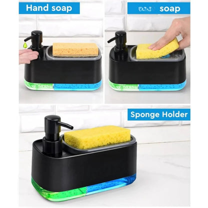 Hand and Soap Dispenser Set for Kitchen, Dual with Sponge Holder, 3-In-1 Countertop Pump for Kitchen Sink, Useful Gadgets