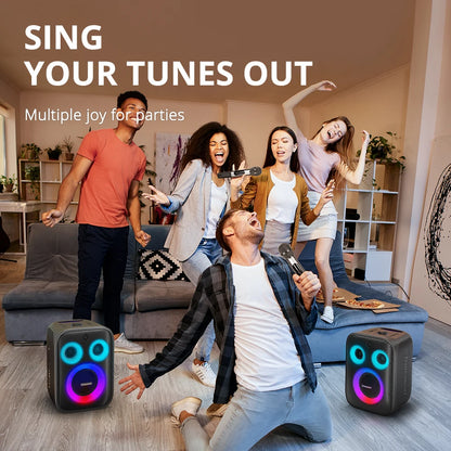 Halo 200 Speaker Bluetooth Speaker with 3 Way Sound System, 120W, Built-In/Wired Mic, Guitar Input, APP Control