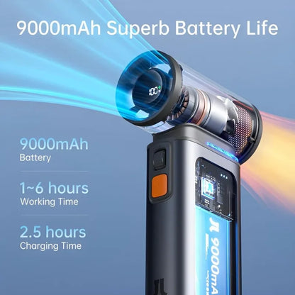 Handheld Turbo Fan, 100 Speeds Adjustable Mini Personal Fan, 9000Mah USB Rechargeable Battery Operated, LED Di